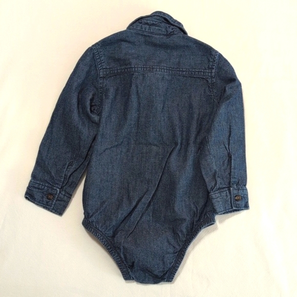 carter's chambray style cotton button down diaper shirt 24 months baby boy - Picture 6 of 6